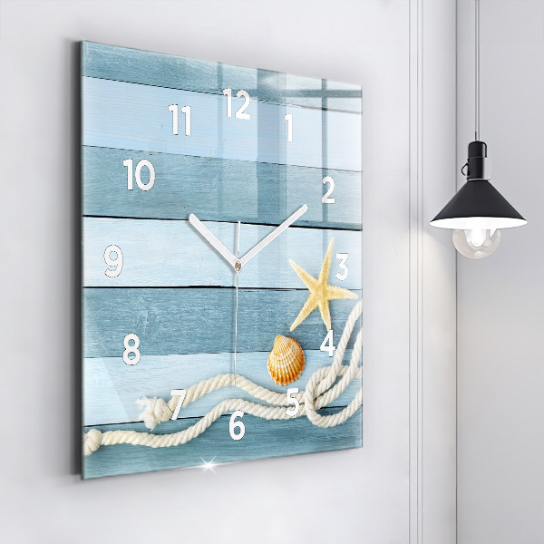 Orologio quadrato in vetro Strisce di tavole e guscio