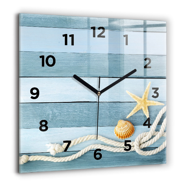 Orologio quadrato in vetro Strisce di tavole e guscio