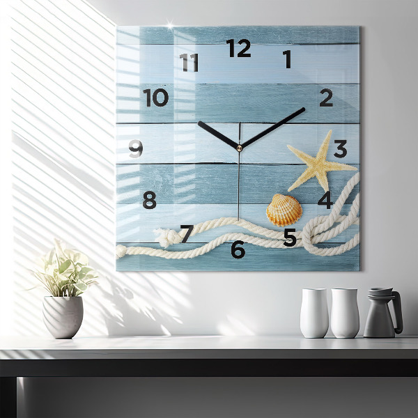 Orologio quadrato in vetro Strisce di tavole e guscio