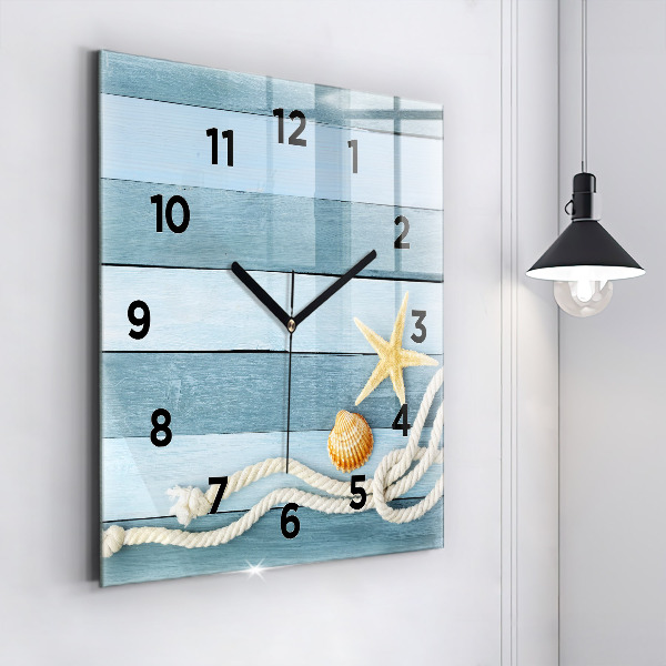 Orologio quadrato in vetro Strisce di tavole e guscio