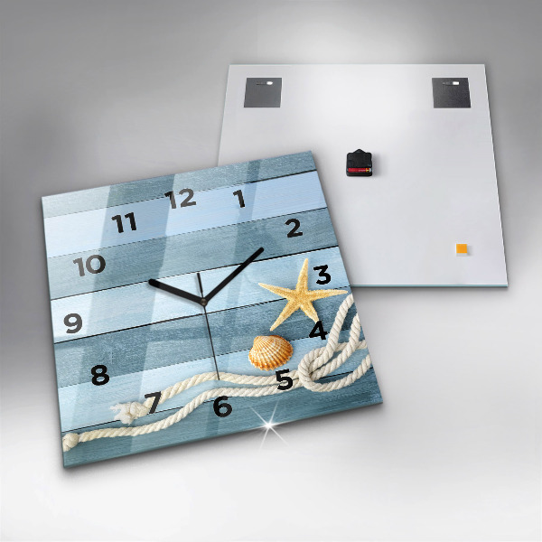 Orologio quadrato in vetro Strisce di tavole e guscio