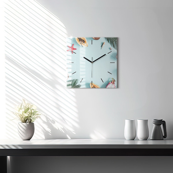Orologio quadrato in vetro Composizione estiva