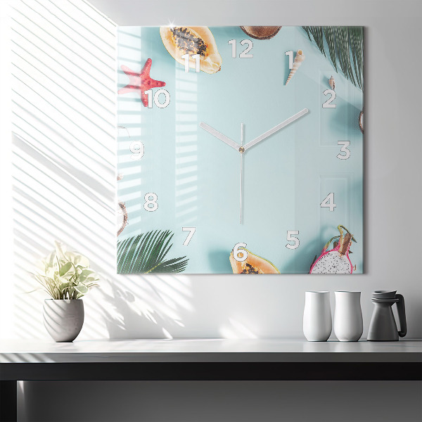 Orologio quadrato in vetro Composizione estiva