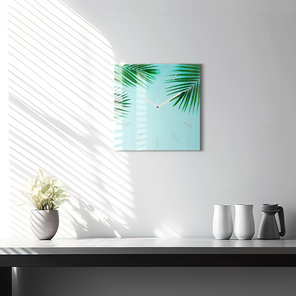 Orologio quadrato in vetro Palme verdi