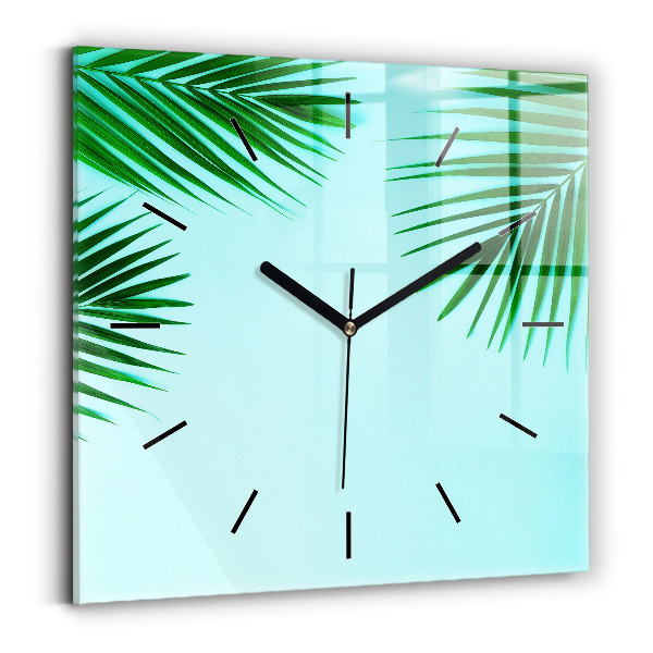 Orologio quadrato in vetro Palme verdi