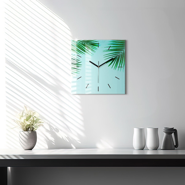 Orologio quadrato in vetro Palme verdi