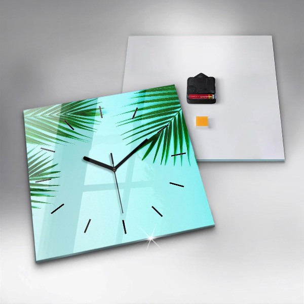 Orologio quadrato in vetro Palme verdi
