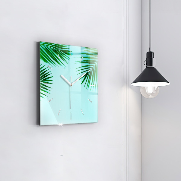 Orologio quadrato in vetro Palme verdi