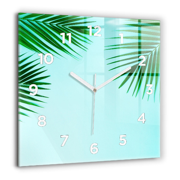 Orologio quadrato in vetro Palme verdi
