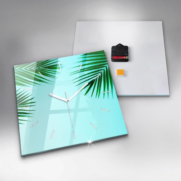 Orologio quadrato in vetro Palme verdi