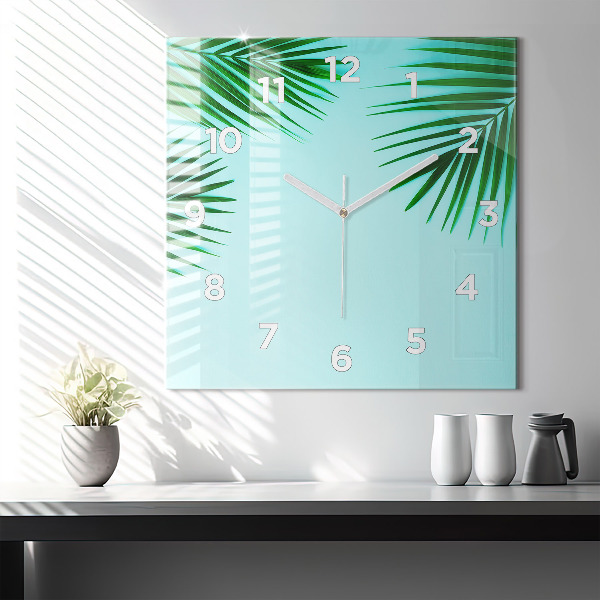 Orologio quadrato in vetro Palme verdi