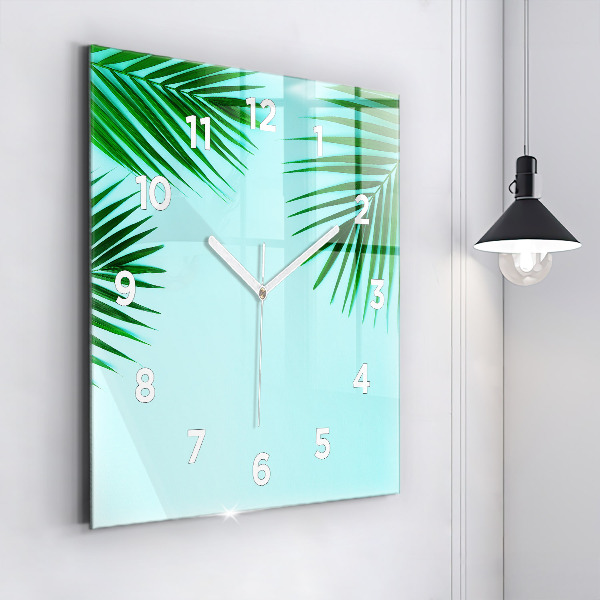 Orologio quadrato in vetro Palme verdi