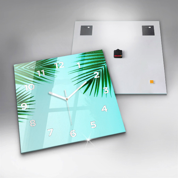 Orologio quadrato in vetro Palme verdi