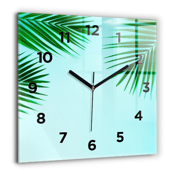 Orologio quadrato in vetro Palme verdi