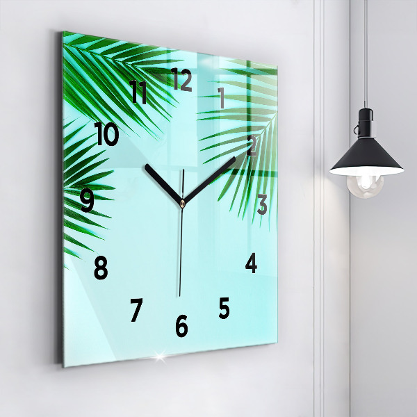 Orologio quadrato in vetro Palme verdi