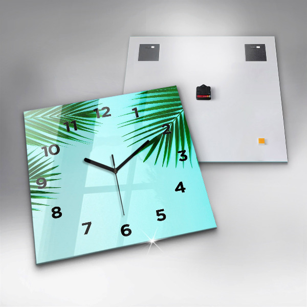 Orologio quadrato in vetro Palme verdi