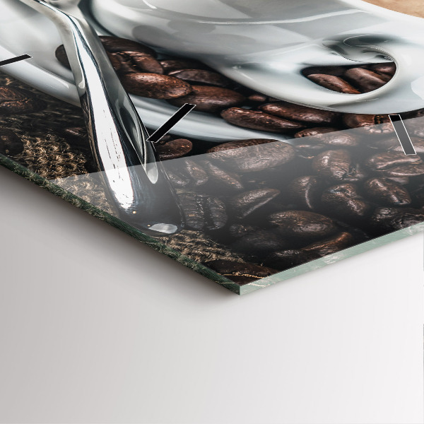 Orologio quadrato Tazza e chicchi di caffè