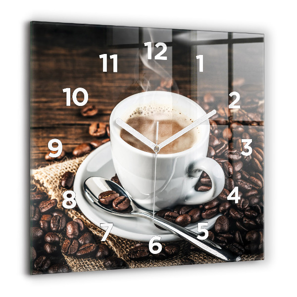Orologio quadrato Tazza e chicchi di caffè