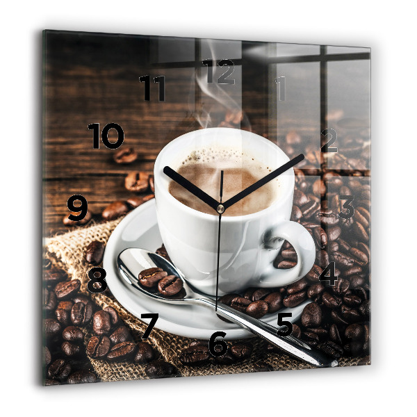 Orologio quadrato Tazza e chicchi di caffè