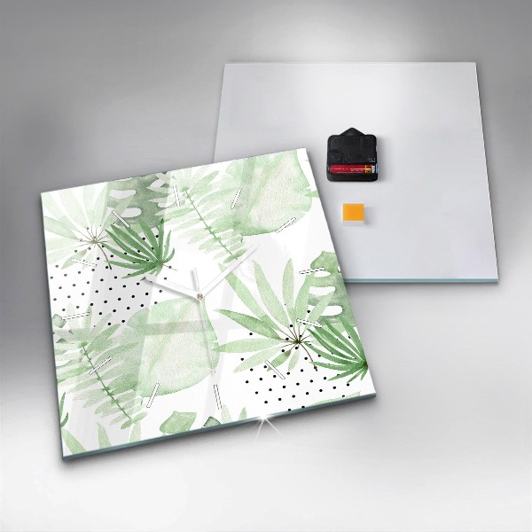 Orologio quadrato Foglie verdi