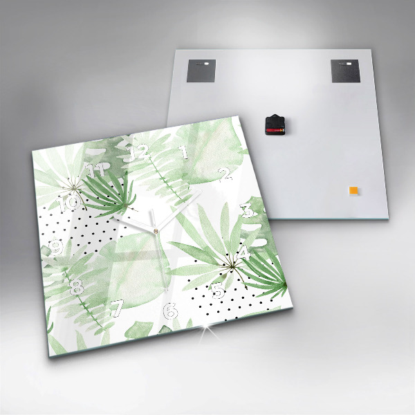 Orologio quadrato Foglie verdi