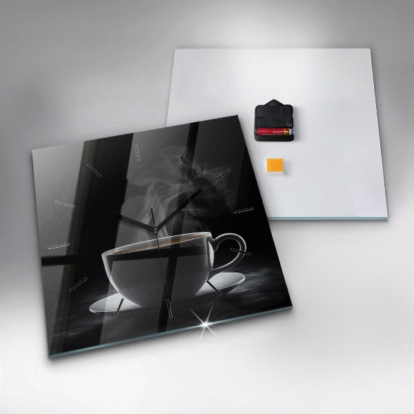 Orologio quadrato Una tazza di caffè nero