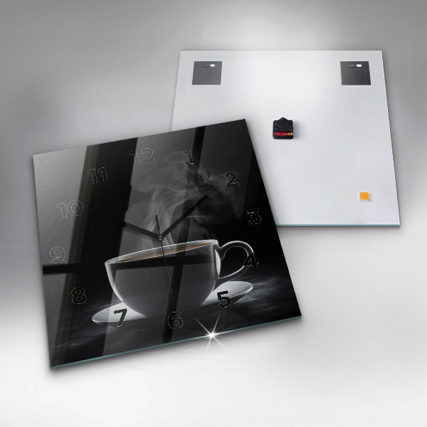Orologio quadrato Una tazza di caffè nero