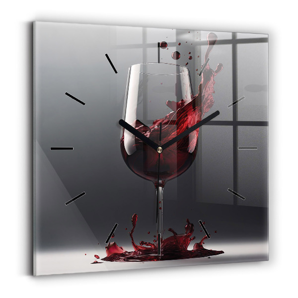 Orologio quadrato Un bicchiere di vino rosso