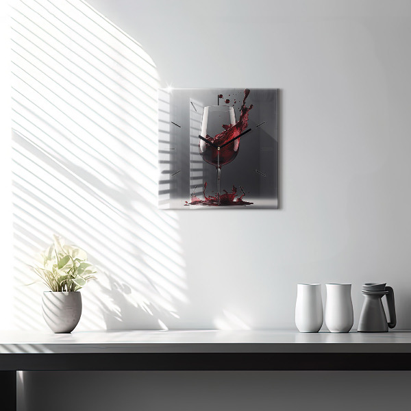 Orologio quadrato Un bicchiere di vino rosso