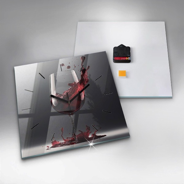 Orologio quadrato Un bicchiere di vino rosso