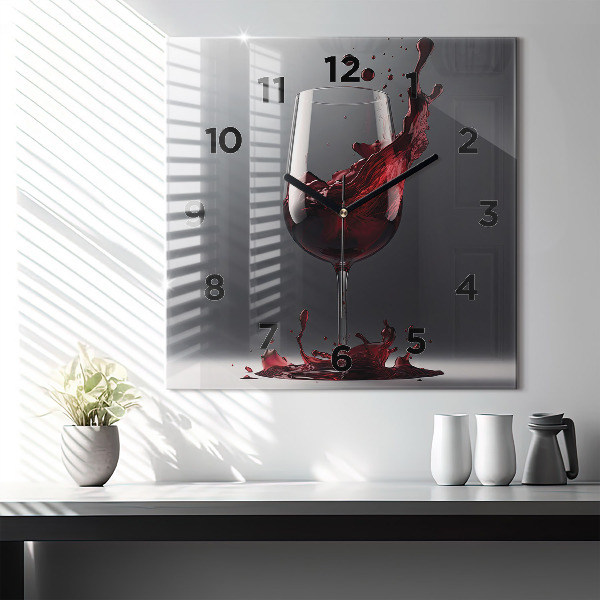 Orologio quadrato Un bicchiere di vino rosso