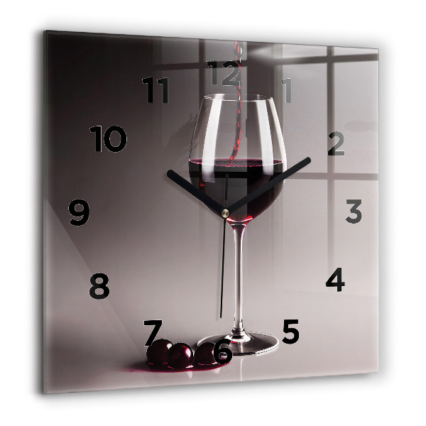 Orologio quadrato Un bicchiere di vino rosso