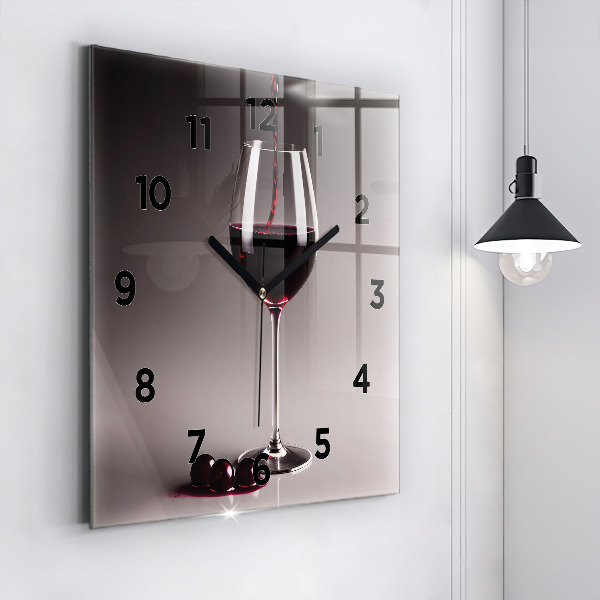 Orologio quadrato Un bicchiere di vino rosso