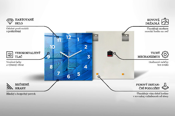 Orologio quadrato Marmo blu
