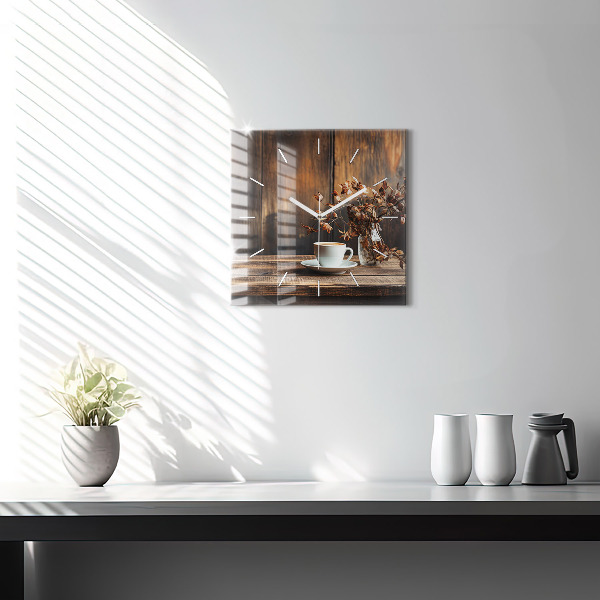 Orologio quadrato Una tazza di caffè