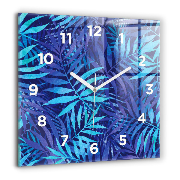 Orologio quadrato in vetro Foglie blu