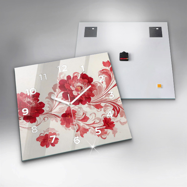 Orologio quadrato Fiori rossi