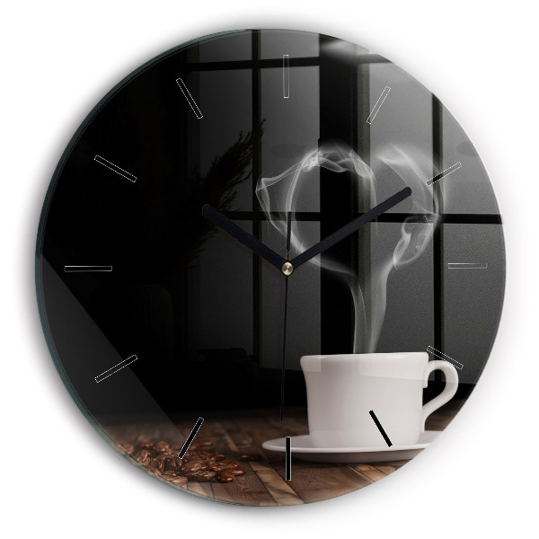 Orologio rotondo Una tazza di caffè caldo