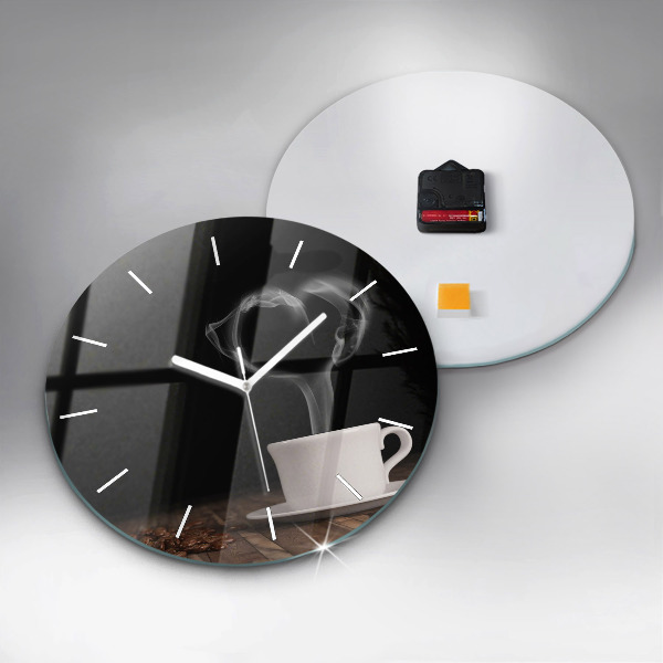 Orologio rotondo Una tazza di caffè caldo