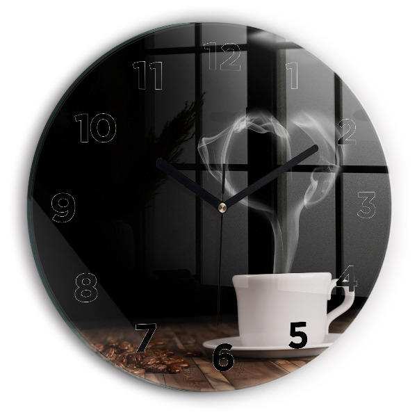 Orologio rotondo Una tazza di caffè caldo