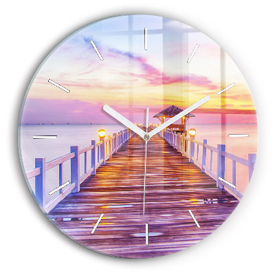 Orologio rotondo Il ponte del porto di sera