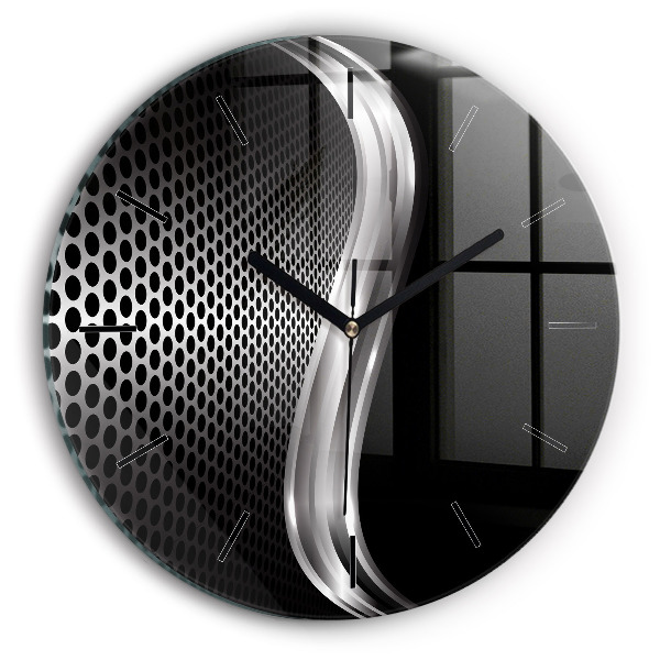 Orologio rotondo in vetro Astrazione del metallo nero