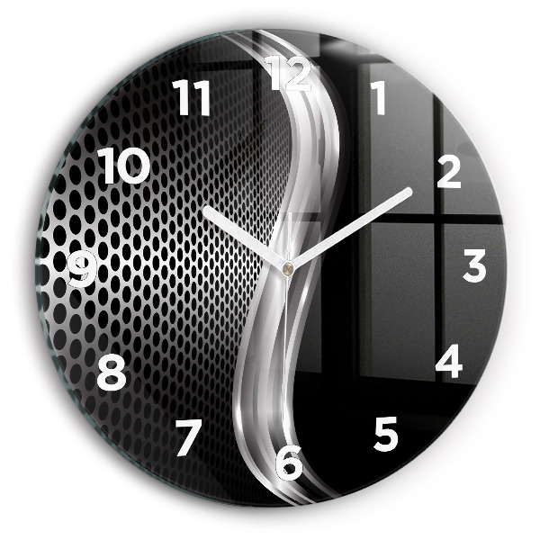 Orologio rotondo in vetro Astrazione del metallo nero
