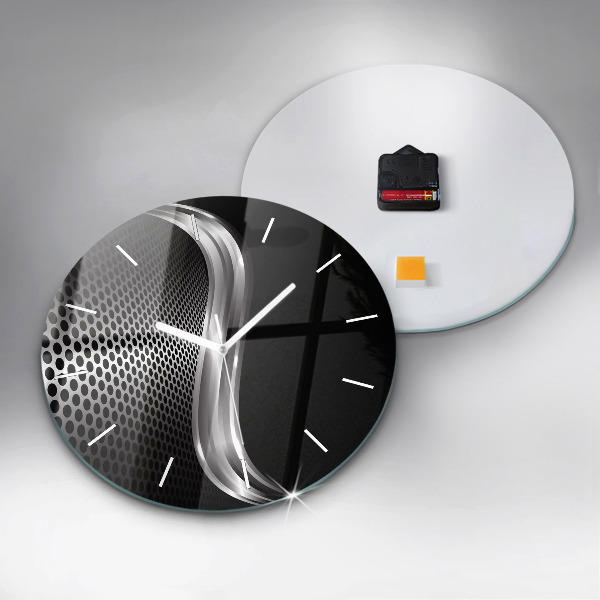 Orologio rotondo in vetro Astrazione del metallo nero