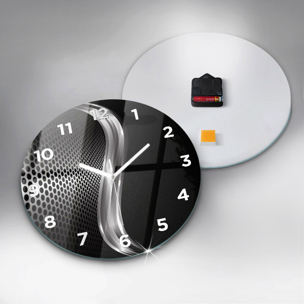 Orologio rotondo in vetro Astrazione del metallo nero