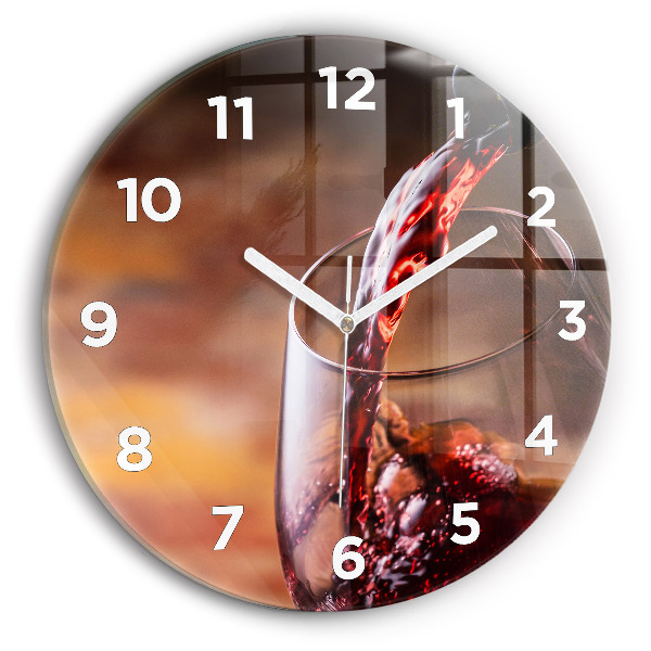 Orologio rotondo Un bicchiere di vino rosso