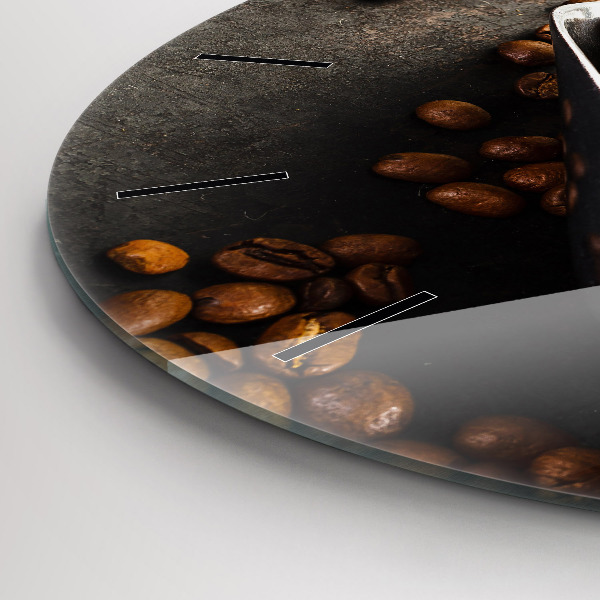 Orologio rotondo in vetro Un sacchetto di chicchi di caffè
