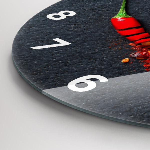 Orologio rotondo in vetro Condimento al peperoncino rosso
