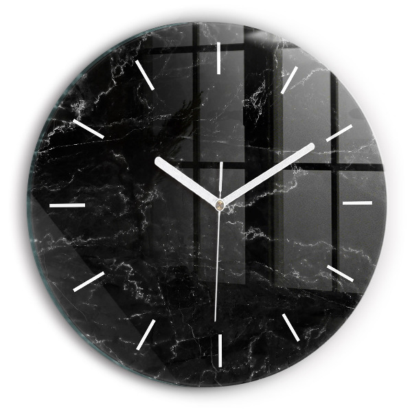 Orologio rotondo in vetro Marmo nero