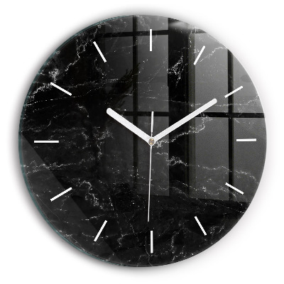 Orologio rotondo in vetro Marmo nero